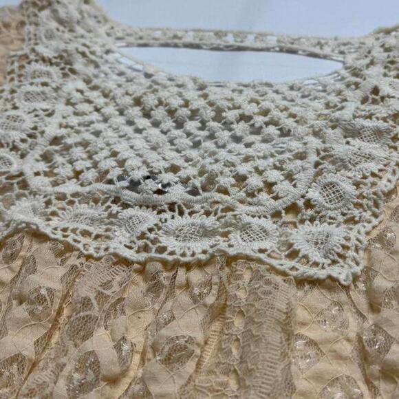 Blue Planet Cottage Core Whimsical Lace Cream Boho Indie Coachella Top Size M - Picture 5 of 5